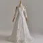 Schlicht Weiß Pailletten Spitze Blumen Brautkleider / Hochzeitskleider 2025 A Linie Off Shoulder Lange Ärmel Rückenfreies Sweep / Pinsel Zug Hochzeit