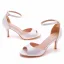 Schöne Weiß Ball Satin Sandalen Damen 2023 Knöchelriemen 7 cm Stilettos Peeptoes Sandaletten Hochhackige