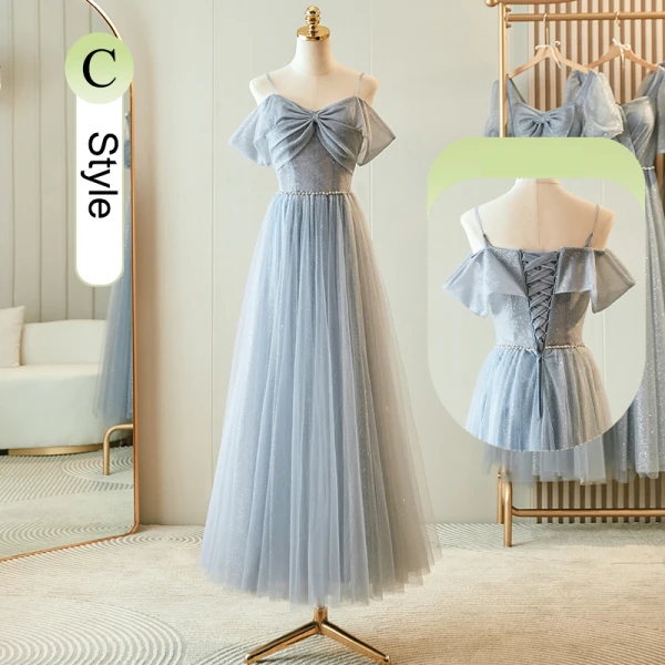 Chic / Belle Gris Perlage Faux Diamant Paillettes Robe Demoiselle D'honneur 2023 Princesse Encolure Carrée Manches Courtes Dos Nu Longue