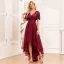Chic / Belle Bordeaux Paillettes Asymétrique Robe De Bal 2024 Princesse V-Cou Manches Courtes Dos Nu Promo Robe De Ceremonie