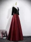 Vintage / Originale Bordeaux Robe De Bal 2026 Princesse V-Cou 3/4 Manches Dos Nu Longue