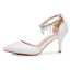 Chic / Belle Blanche Perle Faux Diamant Bride Cheville Chaussure De Mariée 2024 7 cm Talons Aiguilles À Bout Pointu Mariage Talons Hauts