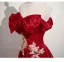 Elegant Red Beading Embroidered Prom Dresses 2025 A-Line / Princess Strapless Bow Sleeveless Backless Floor-Length / Long Formal Dresses