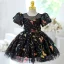 Chic / Belle Noire Papillon Paillettes Anniversaire Robe Ceremonie Fille 2023 Encolure Dégagée Manches Courtes Courte Robe Ceremonie Fille