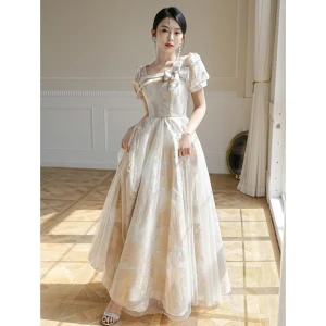 Chic Beautiful Champagne Sequins Bridesmaid Dresses 2023 A Line Princess Backless Floor Length Long Bridesmaid Dresses