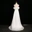 Élégant Ivoire En Dentelle Fleur Satin Robe De Mariée 2025 Princesse De l'épaule Manches Courtes Dos Nu Train De Balayage Mariage