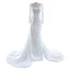 High-end Ivory Satin Wedding Dresses 2022 Trumpet / Mermaid High Neck Beading Pearl Sequins Long Sleeve Floor-Length / Long Wedding