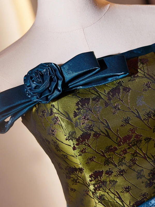 Vintage / Originale Bleu D'encre Fendue devant Robe De Bal 2024 Trompette / Sirène Bustier Sans Manches Dos Nu Train De Balayage Promo Robe De Ceremonie