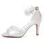 Elegant White Sequins Lace Flower Wedding Shoes 2026 8 cm Stiletto Heels Open / Peep Toe Wedding Sandals High Heels