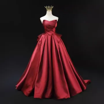 Vintage Retro Burgundy Prom Dresses 2024 Ball Gown Strapless Sleeveless Backless Sweep Train Prom Formal Dresses