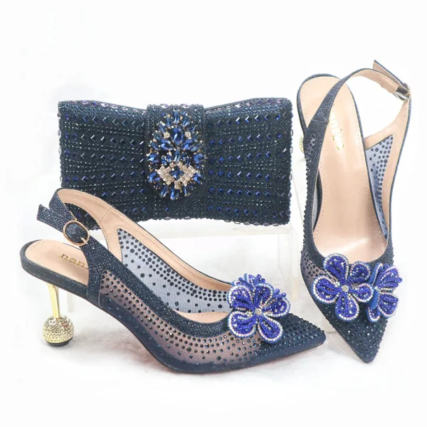 Charming Silver Rhinestone Flower Evening Party Womens Sandals Clutch Bags 2023 7 cm Stiletto Heels Pointed Toe Womens Sandals High Heels Clutch Bags