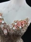 Sparkly Gold Beading Pearl Sequins Appliques Prom Dresses 2024 Ball Gown Strapless Sleeveless Backless Floor-Length / Long Prom Formal Dresses
