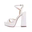Fashion Beige Street Wear Womens Sandals 2022 Ankle Strap 12 cm Thick Heels Open / Peep Toe Sandals High Heels