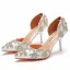 Charming White Rhinestone Wedding Shoes 2023 7 cm Stiletto Heels Pointed Toe Wedding High Heels