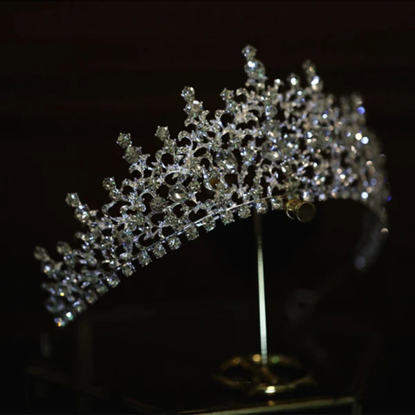 Elegante Zilveren Rhinestone Huwelijk Tiara Bruids Haaraccessoires 2022 Zirkonium Legering