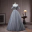 Charmant Meeresblau Perlenstickerei Pailletten Ballkleider 2023 A Linie Off Shoulder Kurze Ärmel Rückenfreies Lange Ball Festliche Kleider