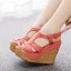 Fashion Orange Street Wear T-Strap Womens Sandals 2023 12 cm Wedges Open / Peep Toe Sandals
