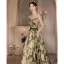 Vintage / Retro Army Green Printing Prom Dresses 2022 A-Line / Princess Strapless Sleeveless Backless Sash Floor-Length / Long Prom Formal Dresses