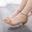 Sexy Champagne Evening Party Rhinestone Womens Sandals 2023 Ankle Strap 7 cm Stiletto Heels Open / Peep Toe Sandals High Heels
