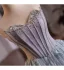 High-end Corset Silver Grey Prom Dresses 2025 Beading Feather Sweet 16 Dancing Formal Dresses Off-The-Shoulder Floor-Length / Long Sleeveless