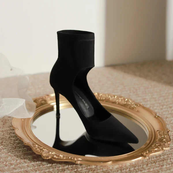 Chic / Beautiful Ocean Blue Street Wear Winter Suede Pumps 2023 Leather 8 cm Stiletto Heels Pointed Toe Pumps High Heels