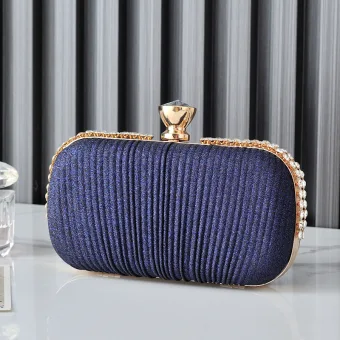 Bling Bling Navy Blue Rhinestone Sequins Evening Party Clutch Bags 2023