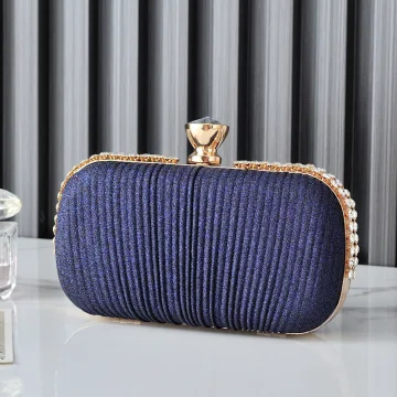 Bling Bling Bleu Marine Faux Diamant Paillettes Soirée Pochette 2023