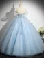 Charmant Himmelblau Applikationen Ballkleider 2025 Ballkleid Off Shoulder Kurze Ärmel Rückenfreies Lange Ball Festliche Kleider