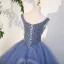 Élégant Bleu Ciel Perlage Paillettes Robe De Bal 2023 Robe Boule Encolure Carrée Sans Manches Dos Nu Bretelles croisées Longue Promo Robe De Ceremonie