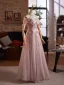 Flower Fairy Blushing Pink Beading Sequins Butterfly Appliques Prom Dresses 2025 A-Line / Princess High Neck Sleeveless Backless Floor-Length / Long Formal Dresses
