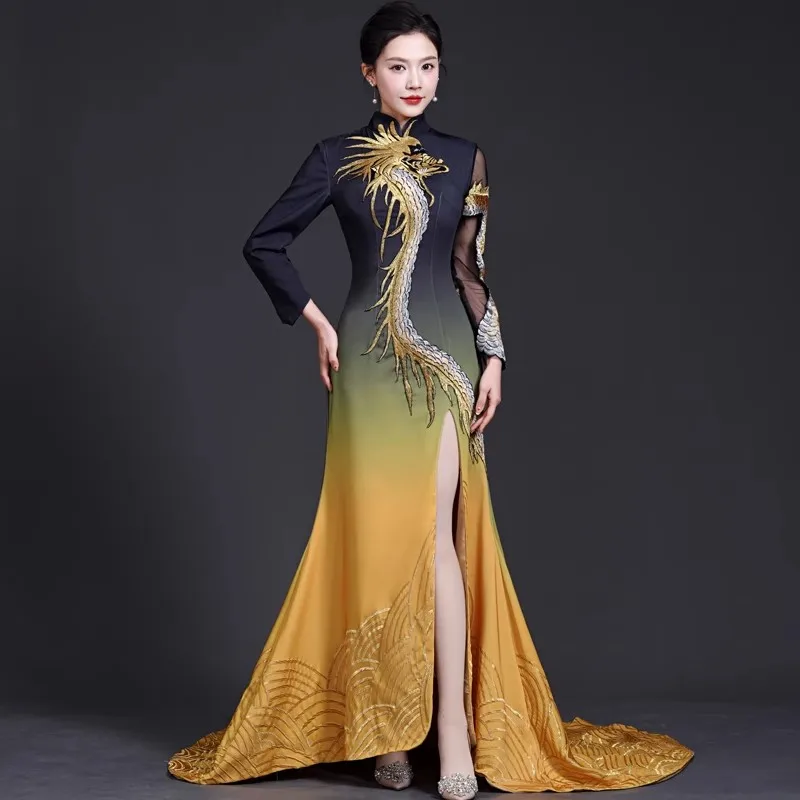 green emerald velvet dress Vintage 1950s Morsam House Dress Gold Asian Print Ladies Size M L