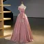 Simple Rose Sombre Organza Robe De Bal 2023 Robe Boule Bustier Sans Manches Dos Nu Longue Promo Robe De Ceremonie