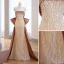 Charmant Champagne Perlage Paillettes Robe De Soirée 2022 Trompette / Sirène Bustier Sans Manches Dos Nu Noeud Tribunal Train Soirée Robe De Ceremonie