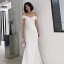 Sexy Ivory Evening Dresses 2022 Trumpet / Mermaid Off-The-Shoulder Short Sleeve Backless Floor-Length / Long Evening Party Formal Dresses