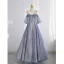 Charmant Bleu Ciel Perlage Paillettes Robe De Bal 2023 Princesse Bretelles Spaghetti Sans Manches Dos Nu Longue Promo Robe De Ceremonie