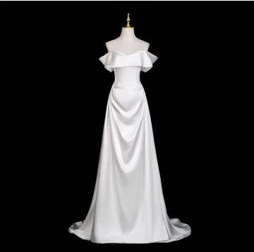 Charmant Weiß Satin Abendkleider 2025 A Linie Bandeau Ärmellos Rückenfreies Sweep Pinsel Zug Abend Festliche Kleider