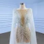 Luxury / Gorgeous Ivory Handmade  Beading Sequins Pearl Wedding Dresses 2022 Trumpet / Mermaid Scoop Neck Long Sleeve Backless Sweep Train Wedding