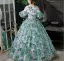 Vintage / Retro Green Sequins Birthday Flower Girl Dresses 2024 Ball Gown Scoop Neck Short Sleeve Floor-Length / Long