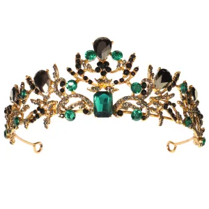 Ungewöhnlich Grün Kristall Strass 2022 Hochzeit Tiara Haarschmuck Braut Legierung