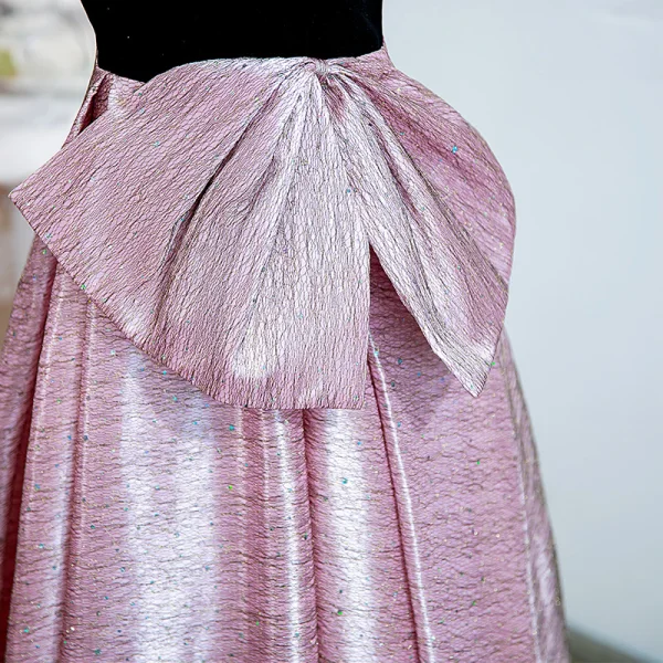 Chic / Beautiful Candy Pink Prom Dresses 2022 A-Line / Princess Strapless Sleeveless Backless Bow Floor-Length / Long Formal Dresses