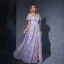 Chic / Belle Lavande En Dentelle Fleur Robe De Bal 2025 Princesse V-Cou Manches Courtes Dos Nu Longue Promo Robe De Ceremonie