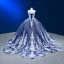 High-end Ocean Blue Glitter Beading Lace Flower Prom Dresses 2023 Ball Gown Spaghetti Straps Sleeveless Backless Floor-Length / Long Prom Formal Dresses