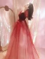 Chic / Beautiful Burgundy Evening Dresses 2023 A-Line / Princess Square Neckline Short Sleeve Backless Floor-Length / Long Evening Party Formal Dresses