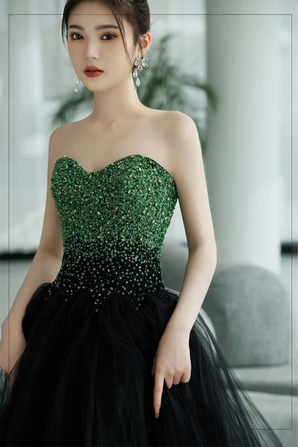 Sexy Black Beading Sequins Prom Dresses 2024 A-Line / Princess Sweetheart Sleeveless Backless Floor-Length / Long Formal Dresses