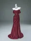 High-end Burgundy Evening Dresses 2025 Trumpet / Mermaid Strapless Sleeveless Backless Sweep Train Evening Party Formal Dresses
