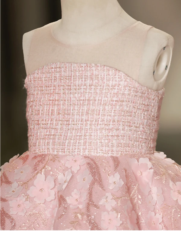 Lovely Blushing Pink Beading Sequins Appliques Short Birthday Flower Girl Dresses 2024 Ball Gown Scoop Neck Sleeveless Backless