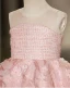 Lovely Blushing Pink Beading Sequins Appliques Short Birthday Flower Girl Dresses 2024 Ball Gown Scoop Neck Sleeveless Backless
