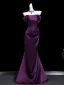 Vintage / Retro Purple Evening Dresses 2026 Trumpet / Mermaid Off-The-Shoulder Short Sleeve Backless Floor-Length / Long Evening Party Formal Dresses