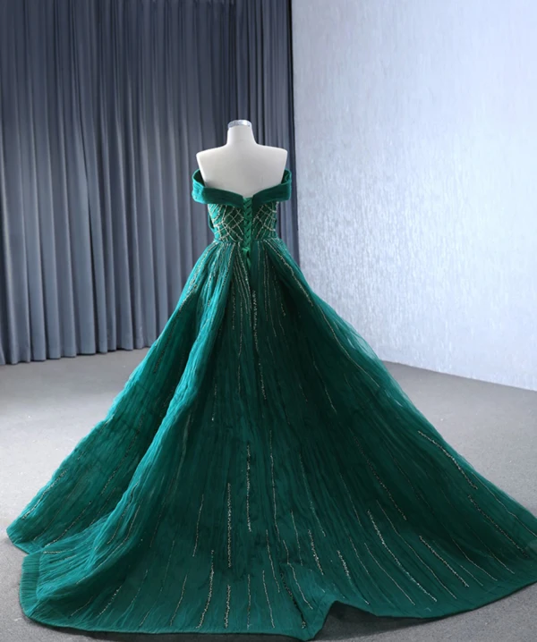 High-end Burgundy Handmade  Beading Evening Dresses 2024 Trumpet / Mermaid Off-The-Shoulder Short Sleeve Backless Court Train Evening Party Formal Dresses