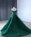 High-end Burgundy Handmade  Beading Evening Dresses 2024 Trumpet / Mermaid Off-The-Shoulder Short Sleeve Backless Court Train Evening Party Formal Dresses
